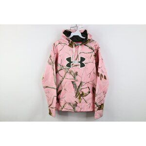 Under Armour Womens Large Big Logo Realtree Camouflage Hoodie Sweatshirt Pink